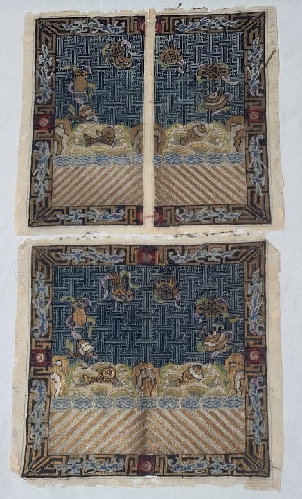 Chinese Silk Embroidery Possibly Civil Rank Badges: Please see photos for measurement and further details.
