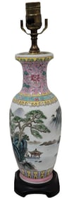 Vintage Chinese Famille Rose Porcelain Lamp