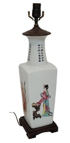Chinese Famille Rose Lamp with Script