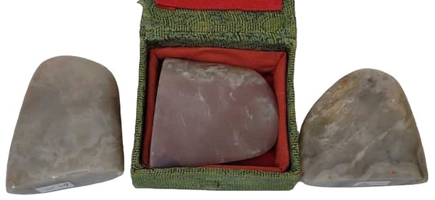 3 Chinese Shoushan Seal Stones, 1 with Box