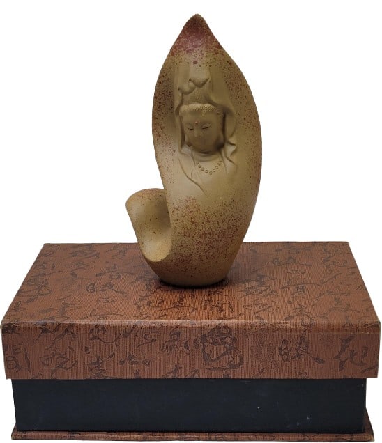 6" Chinese Clay Sculpture with Box: Please see photos for measurement and further details.