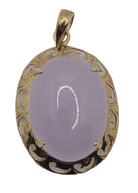 14k Yellow Gold Jade Pendant