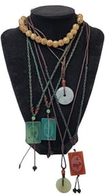 Chinese Stone Necklaces & Painted Bracelet