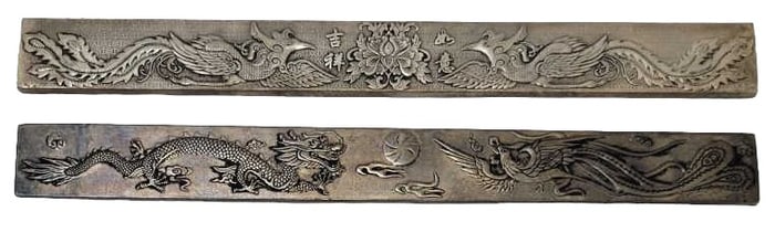 Chinese Silver Scroll Calligraphy Weights