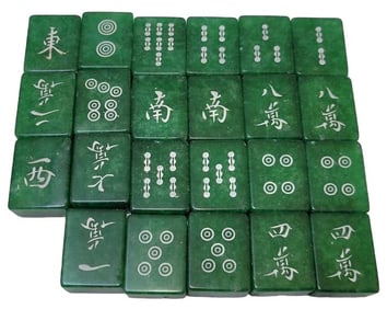 23 Possibly Jade or Nephrite Mahjong Tiles