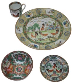Vintage Chinese Chicken & Famille Rose Porcelain