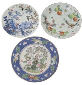 3 Vintage Asian Ceramic Decor Plates