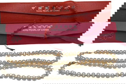 2 Pearl Necklaces From Taihu Pearl of China