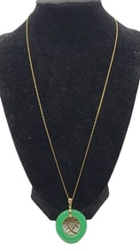 14k Yellow Gold Necklace with 14k Jade Pendant