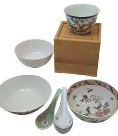 Lot of Chinese Bowls & Soup Spoons