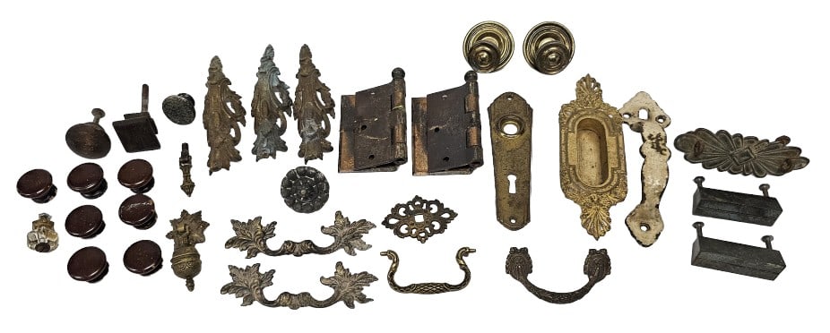 Vintage & Antique Hardware Lot: See photos for details. Some rust on some pieces.