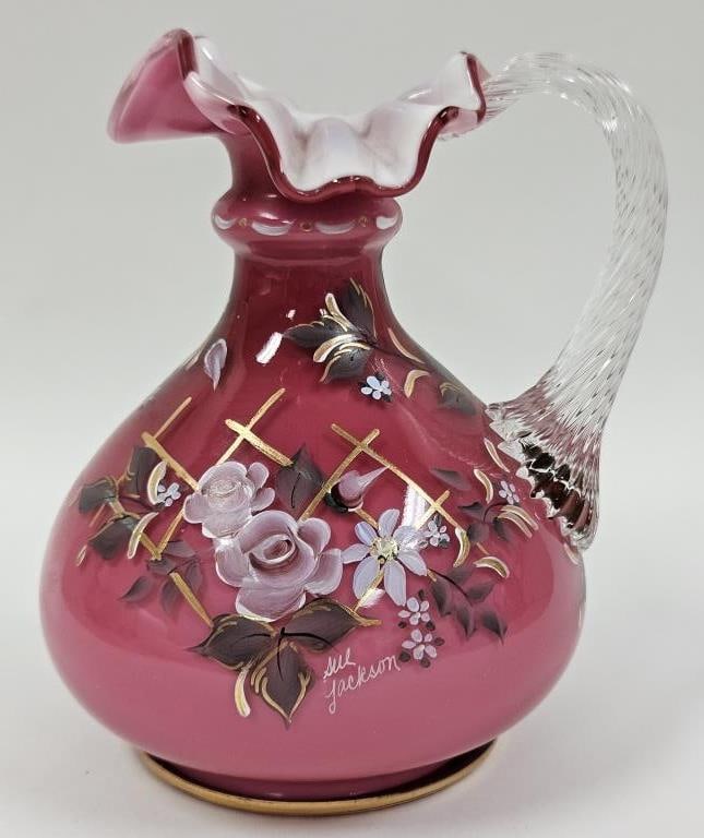 Fenton LE 831/1350 Wild Rose Overlay Pitcher (1 of 6)