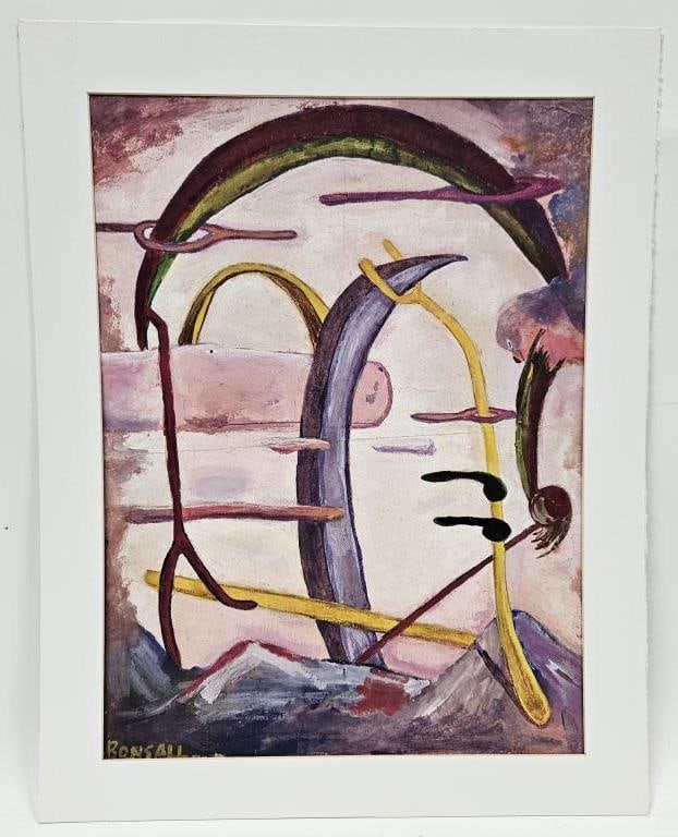 Early James B. Bonsall Surrealist Acrylic on Paper (1 of 4)
