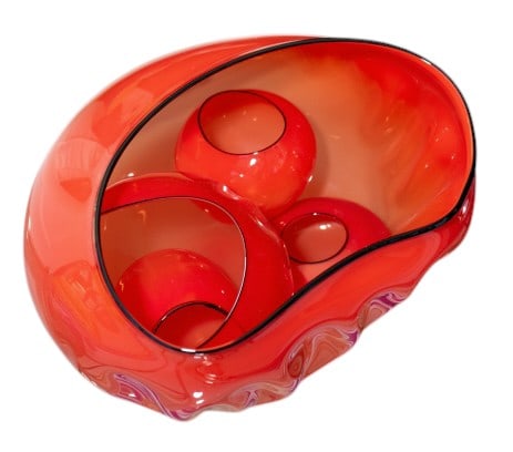 Dale Chihuly 5 Piece Art Glass Basket Set in Red (1 of 9)
