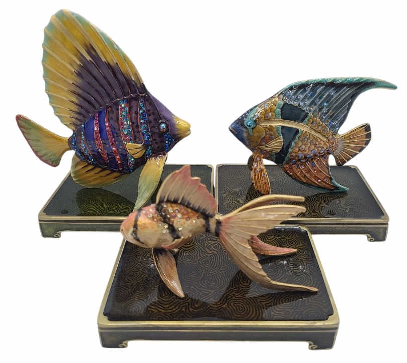 Jay Strongwater 3 Pcs. Bronze & Swarovski w/Bases (1 of 14)