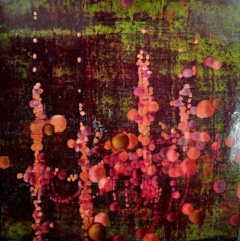 Rex Yuasa 2002 Oil & Acrylic on Paper FO2-J13.8: Japan born (1964) and San Diego, CA, based artist Rex Yuasa. With past exhibitions in both Japan and the United States, his work is in numerous public and corporate collections including the Museum of