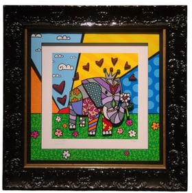 Romero Britto 2018 "Elephant" 3-D Serigraphy