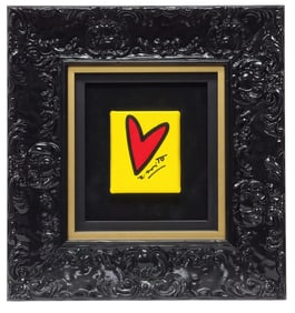 Romero Britto "With Love Too" Acrylic on Canvas