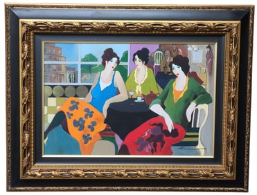 Tarkay Enjoyable Conversation Painted Serigraph