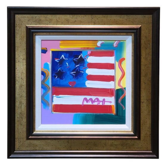 Peter Max Flag with Heart Ver XIV #154 Painting (1 of 11)