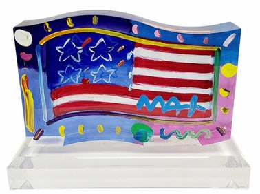 Peter Max Flag with Heart Ver III #120 Sculpture