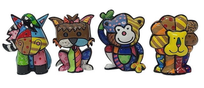 4 Small 2" Romero Britto Figures incl "Cavendish"