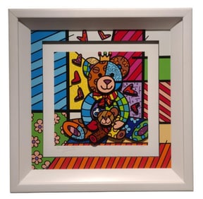 Romero Britto 2017 "Teddy" 3-D Serigraphy Signed