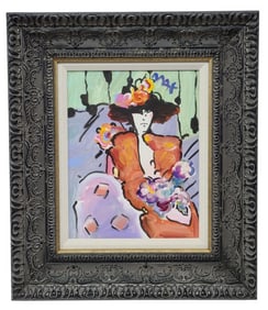 Peter Max Brown Lady Ver VI #209 Acrylic Painting