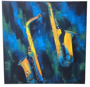 Ev Niewoehner "Stellar Saxophones" Oil Painting