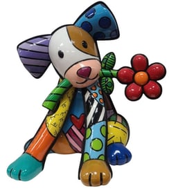 Britto 2018 Lovely Dog Mixed Media 20" Sculpture