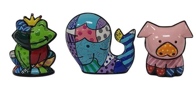 3 Small 2" Romero Britto Figures incl "Pearle"