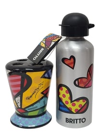 Romero Britto Toothbrush Holder & Water Bottle