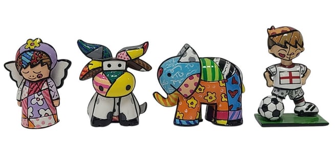 Four Romero Britto Figures incl England Football