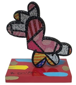 Romero Britto "Flying Heart" Jeweled Sculpture