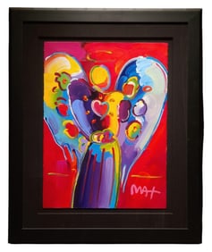 Peter Max Angel w/ Heart V IV #45 Acrylic Painting
