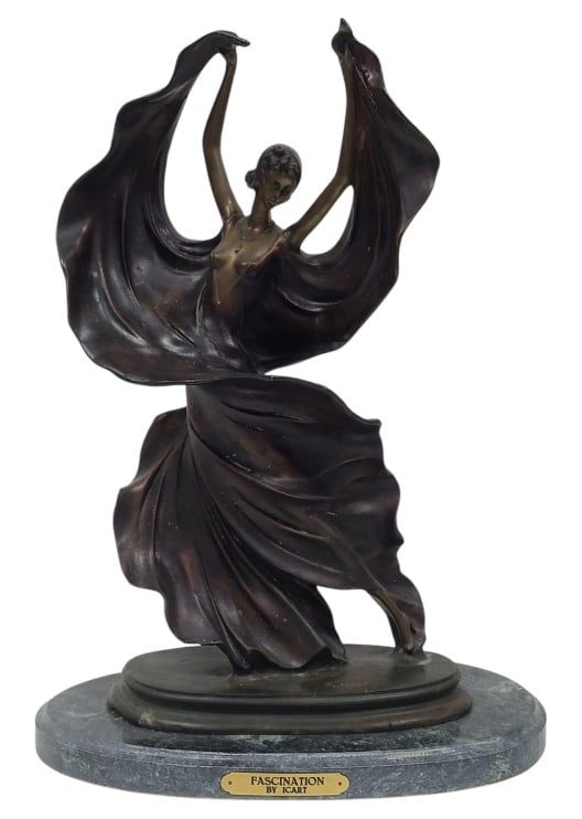 After Icart Fascination 21" Bronze Deco Sculpture (1 of 10)