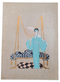 Erte "Pillow Swing" Deco Signed LE Serigraph Print