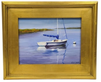 Lisa Budd Sailboat Reflections Oil Painting
