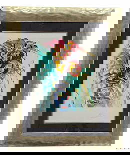Salvador Dali "Bouquet" Signed Lithograph on Paper: Salvador Dali (Spain/France 1904-1989) limited edition artist's proof color lithograph on wove paper. Title "Bouquet" from the artist's Fleur Surrealistes suite. Pencil signed in lower right, and numb