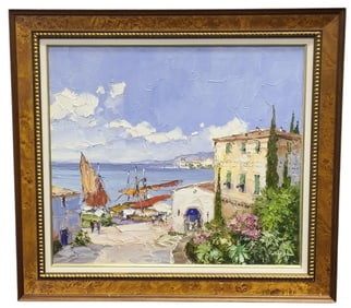 Erich Paulsen Ligurien Harbor Oil Painting