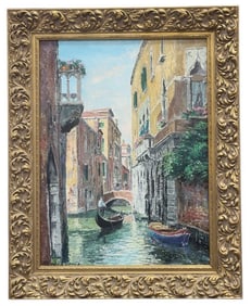 Signed Oil on Canvas Venetian Canal Painting