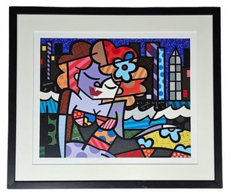 Large Romero Britto Downtown Girl Signed Serigraph
