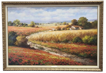 Large Paul Guy Gantner En Provence Oil Painting