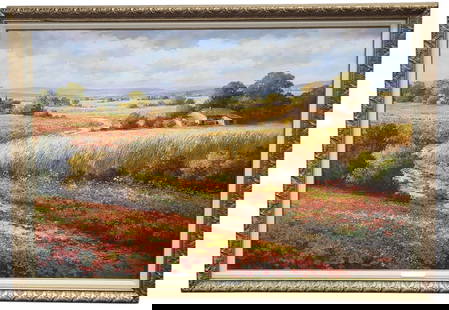 Large Paul Guy Gantner En Provence Oil Painting: Paul Guy Gantner (South Korea/France, b. 1948) original oil on canvas "En Provence" circa 2010. Canvas is large at 40" x 60" in a 47" x 67" x 2" frame. Signed by artist in lower right corner, plaque o