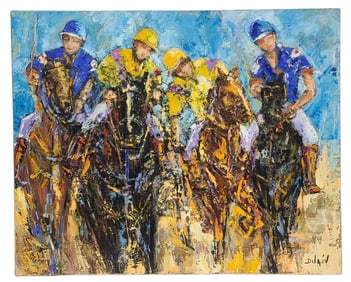DUAIV Original Oil on Canvas Polo Sport Painting