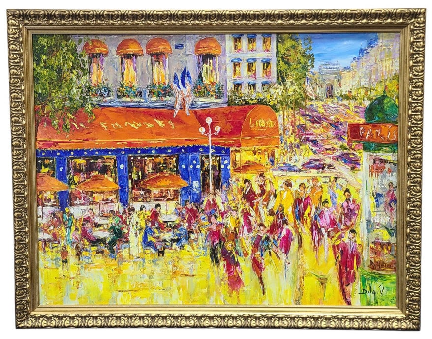 DUAIV Original Oil on Canvas Paris Scene Painting (1 of 7)