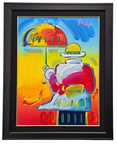 LARGE 45" Peter Max Umbrella Man Original Painting