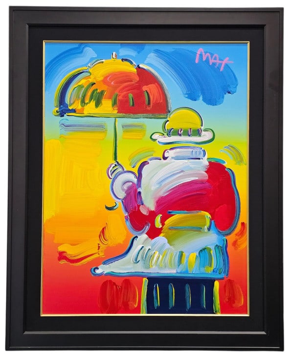 LARGE 45" Peter Max Umbrella Man Original Painting