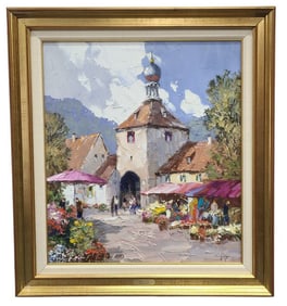 Erich Paulsen Market Day Original Oil Painting