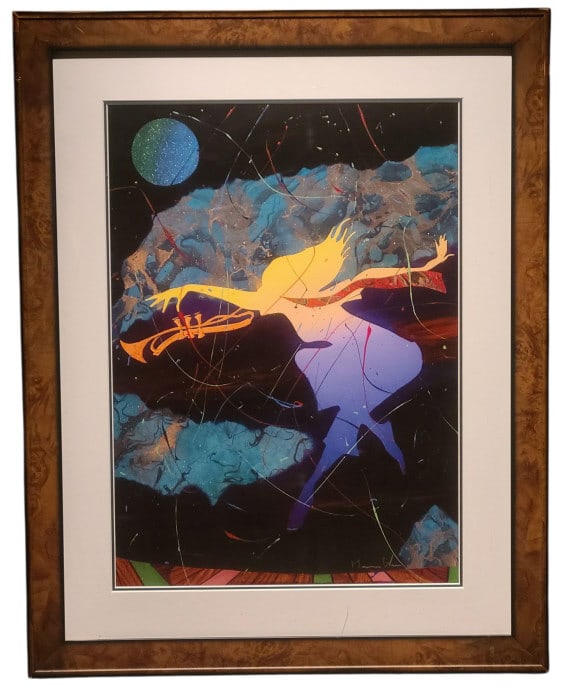 Marcus Glenn Green Moon Red Scarf Signed Giclee (1 of 11)